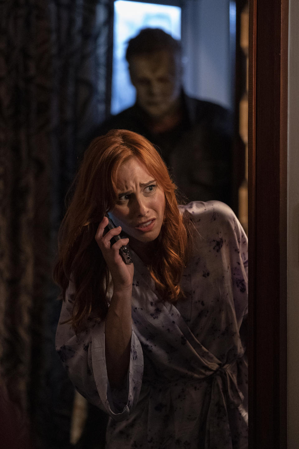 This image released by Universal Pictures shows Michele Dawson in a scene from "Halloween Ends." (Ryan Green/Universal Pictures via AP)