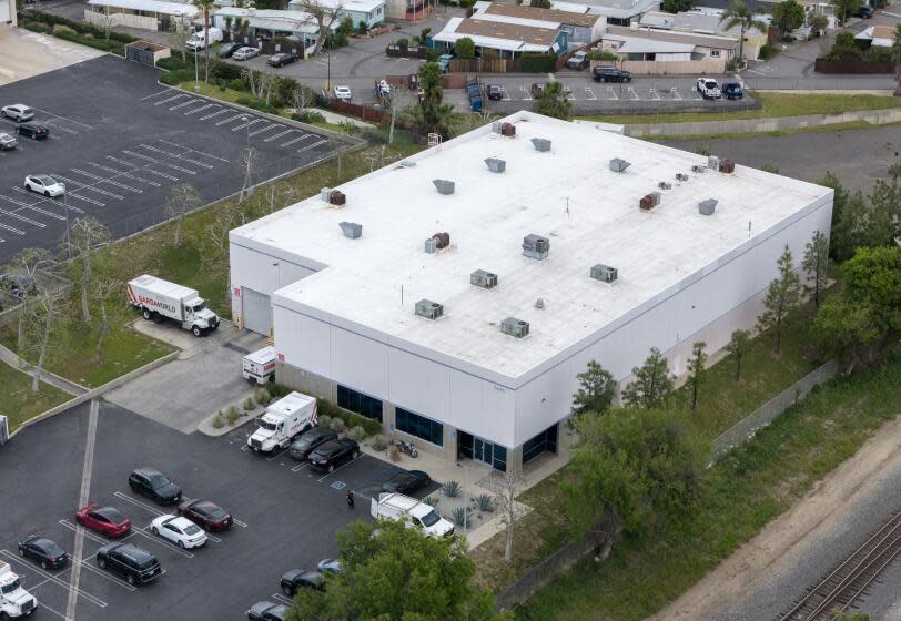 LOS ANGELES, CA- APRIL 04: Thieves made off with as much as $30 million in an Easter Sunday burglary from the Gardaworld building on Rexford Street in Sylmar. Published news reports said they entered through the roof. Photographed on Thursday, April 4, 2024. (Myung J. Chun / Los Angeles Times)