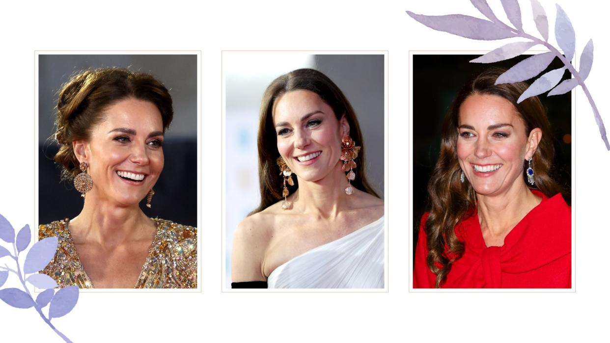  Composite of kate middleton's best makeup looks of all time. 
