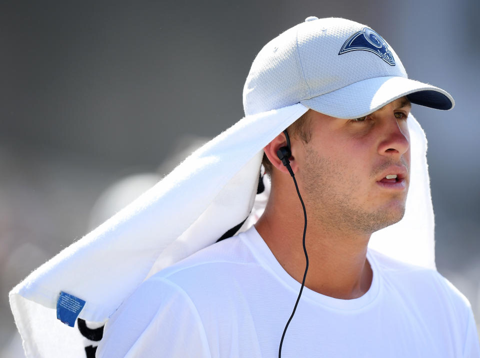 Rams quarterback Jared Goff has yet to play a snap during the entire preseason. (Getty)