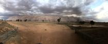 A duststorm approaches a farm, northwest of Dubbo, Australia