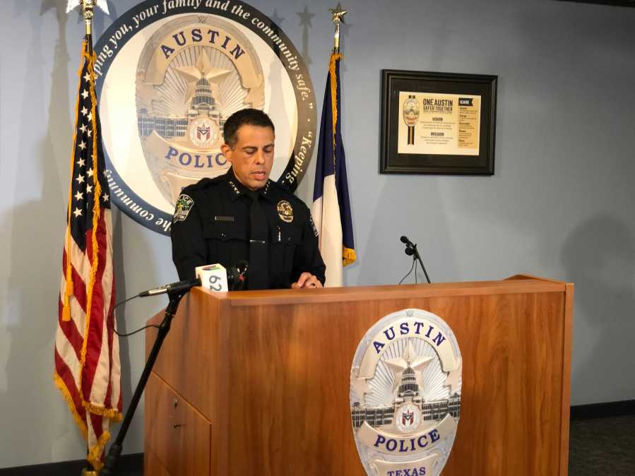 Interim APD Chief Joseph Chacon addresses rising crime in the downtown area and gives an update on the Violence Intervention Program (VIP) that was launched in April 2021 (KXAN Photo/Chris Nelson)