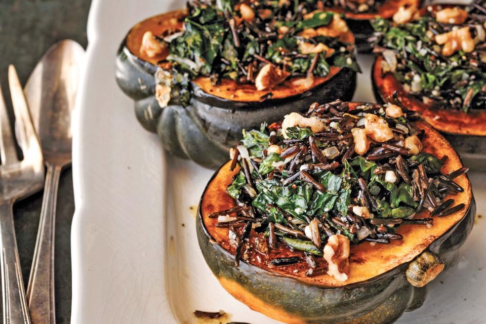 Kale and Wild Rice–Stuffed Winter Squash