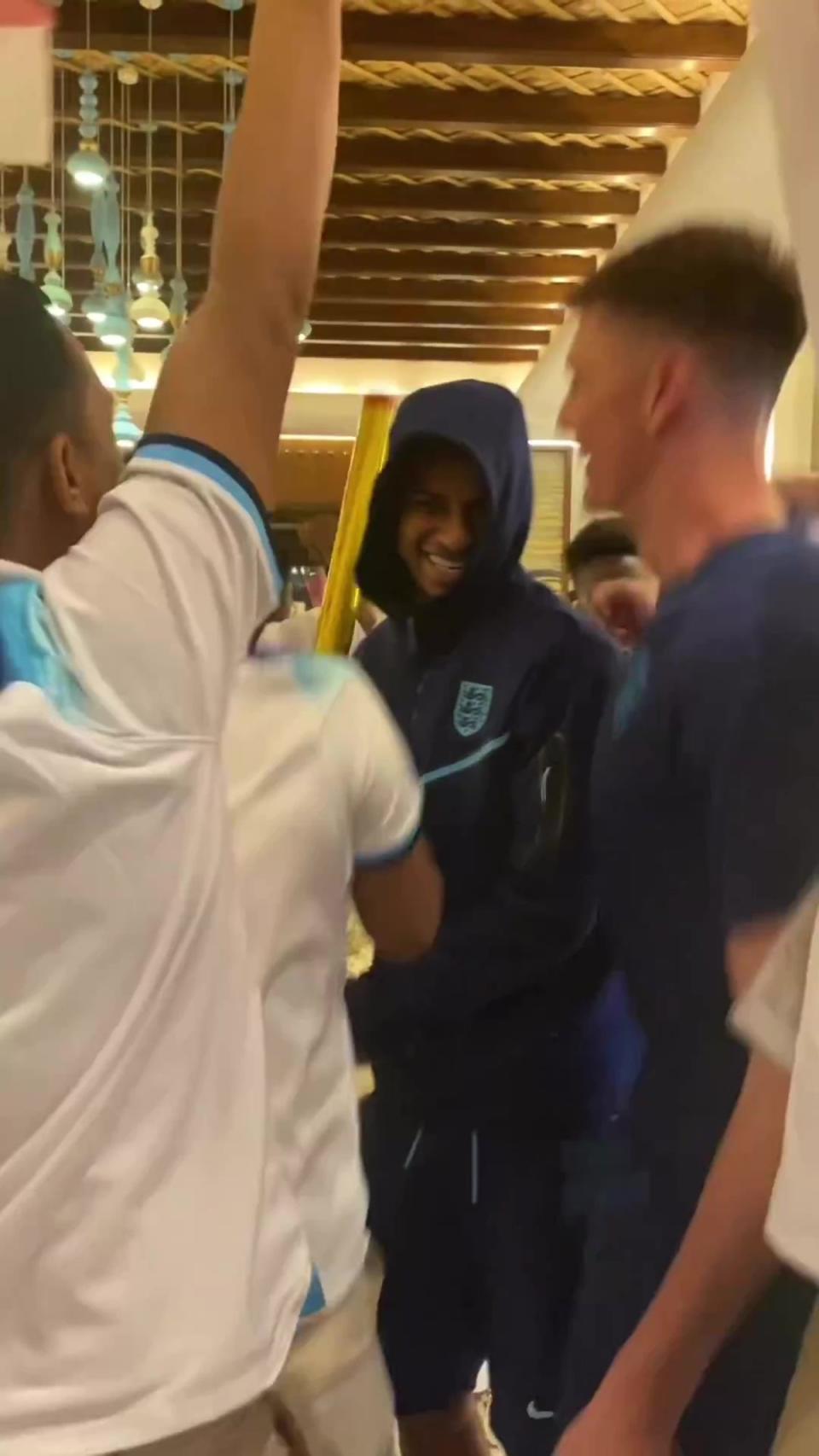 The England players are welcomed back to their hotel after beating Senegal (Instagram)