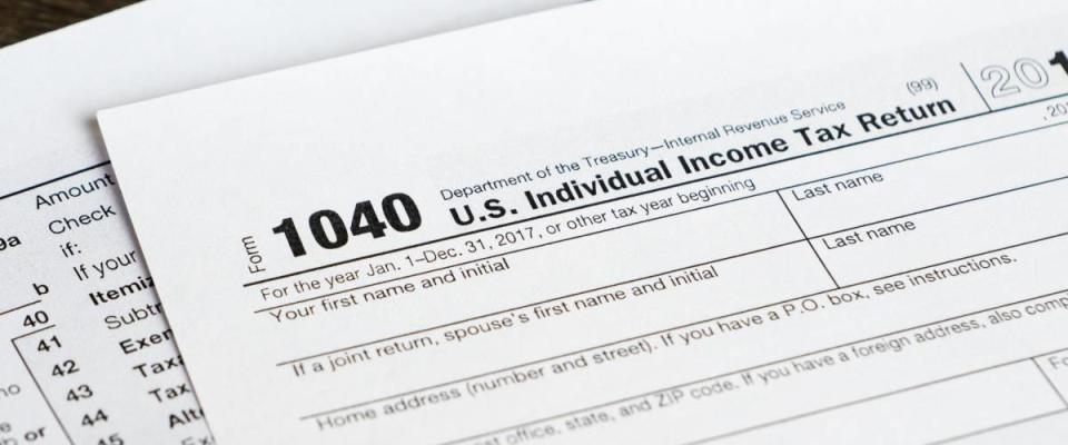 1040 form with tax and credits section, closeup shot