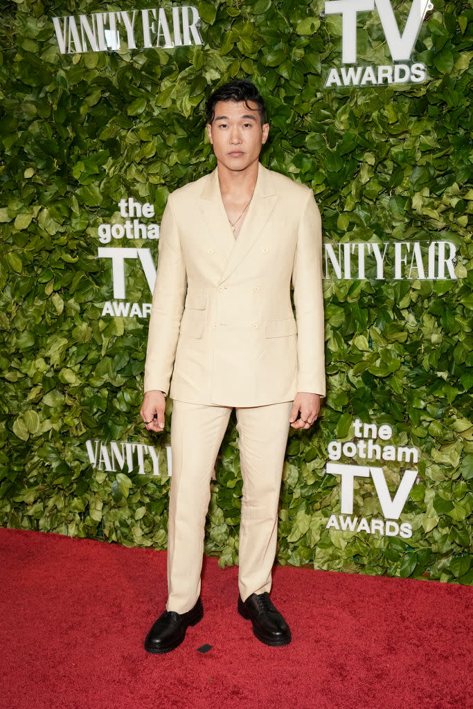 Joel Kim Booster at the 2024 Gotham TV Awards on June 4 in New York, Sandro, beige suit, red carpet