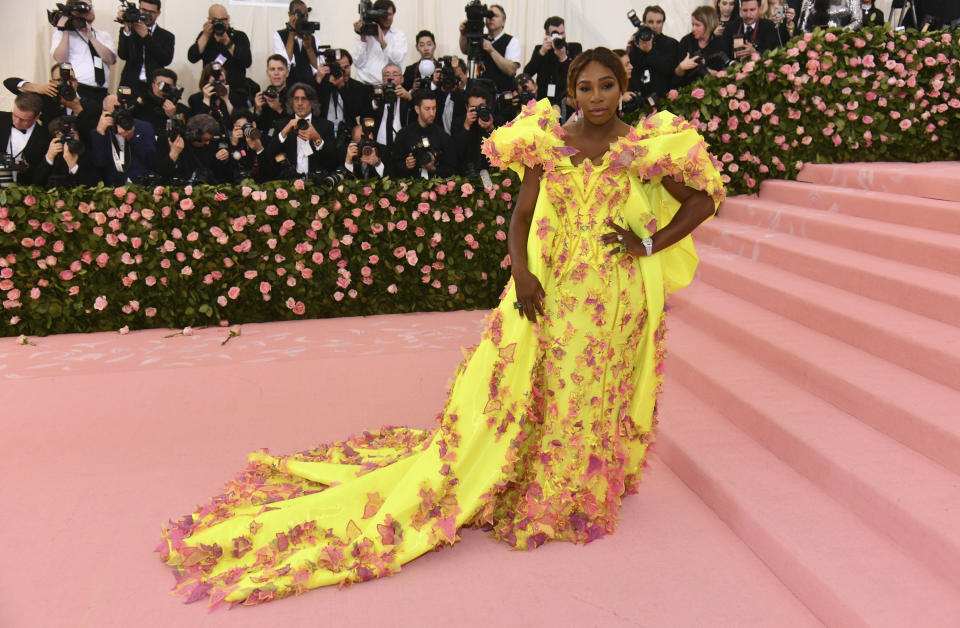 FILE - Serena Williams attends The Metropolitan Museum of Art's Costume Institute benefit gala celebrating the opening of the "Camp: Notes on Fashion" exhibition on Monday, May 6, 2019, in New York. Saying “the countdown has begun,” 23-time Grand Slam champion Serena Williams announced Tuesday, Aug. 9, 2022, she is ready to step away from tennis so she can turn her focus to having another child and her business interests, presaging the end of a career that transcended sports. (Photo by Charles Sykes/Invision/AP, File)