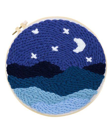 Navy Night Sky Round DIY Punch Needle Kit