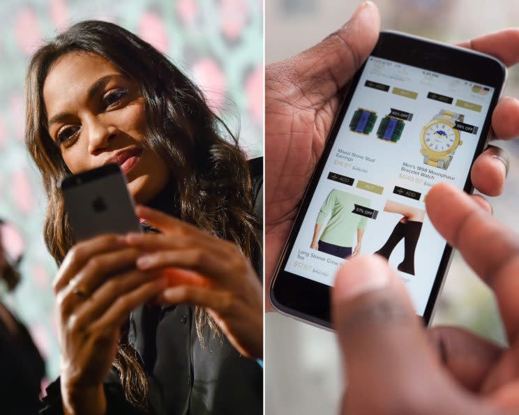 Auch Schauspielerin Rosario Dawson lässt sich gern durch Fashion-Apps beraten. (Bild: AP Photo)