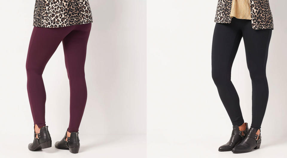 Spanx Ankle Length Ponte Hem Slit Leggings lift and sculpt your rear end. (Photo: QVC)