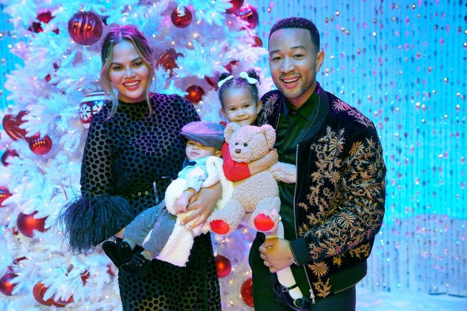Chrissy Teigen and John Legend with their children Luna and Miles