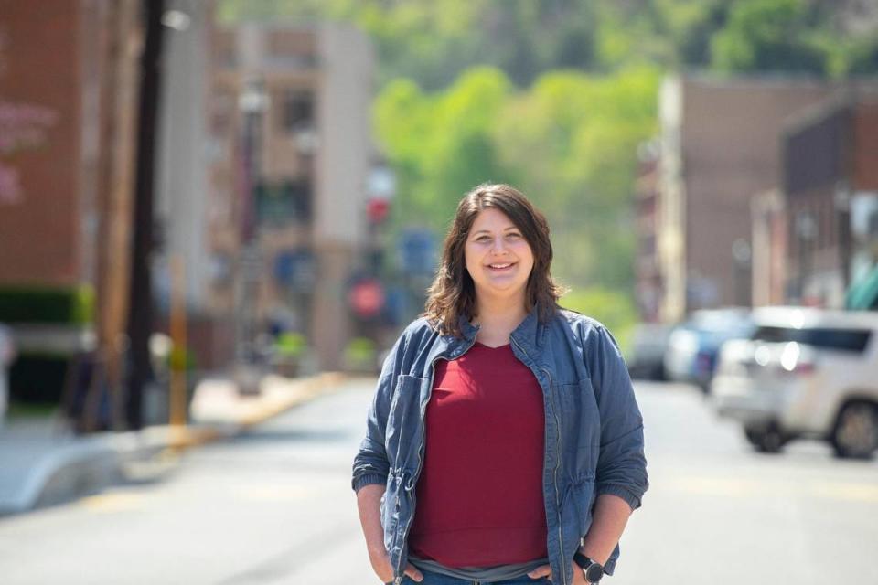 Bailey Richard, Hazard downtown coordinator, poses for a portrait in downtown Hazard, Ky., on Thursday, April 28, 2022.