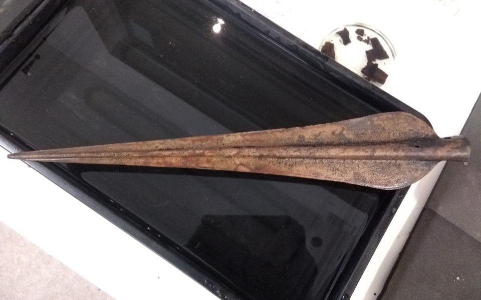 A rare and complete metal spearhead dating back thousands of years to the Late Bronze Age has been discovered in Jersey