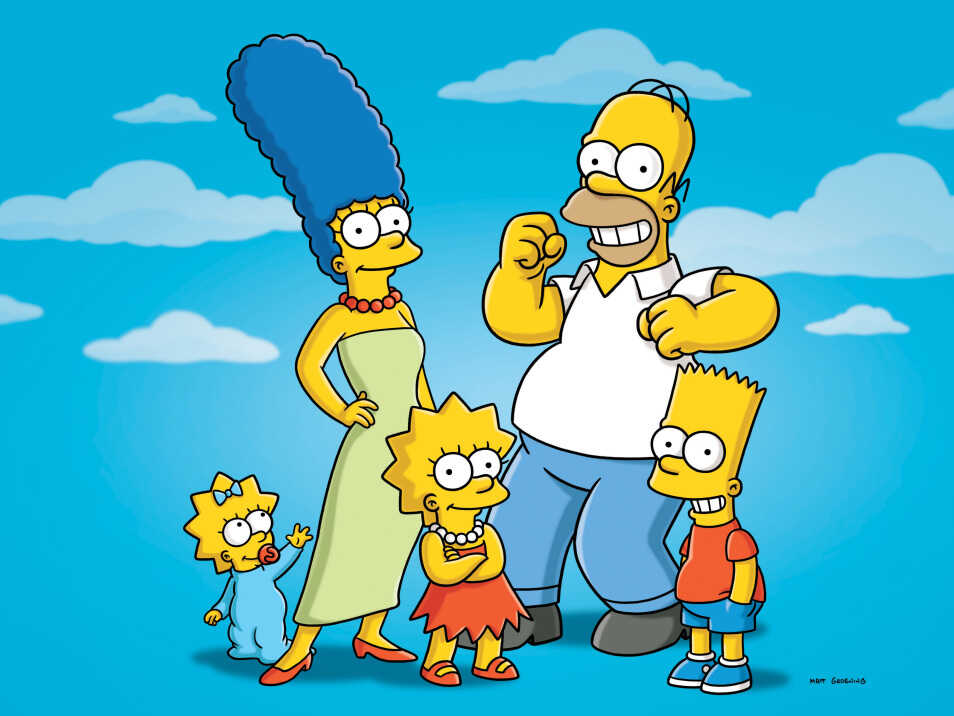 The Simpsons family against a blue sky background