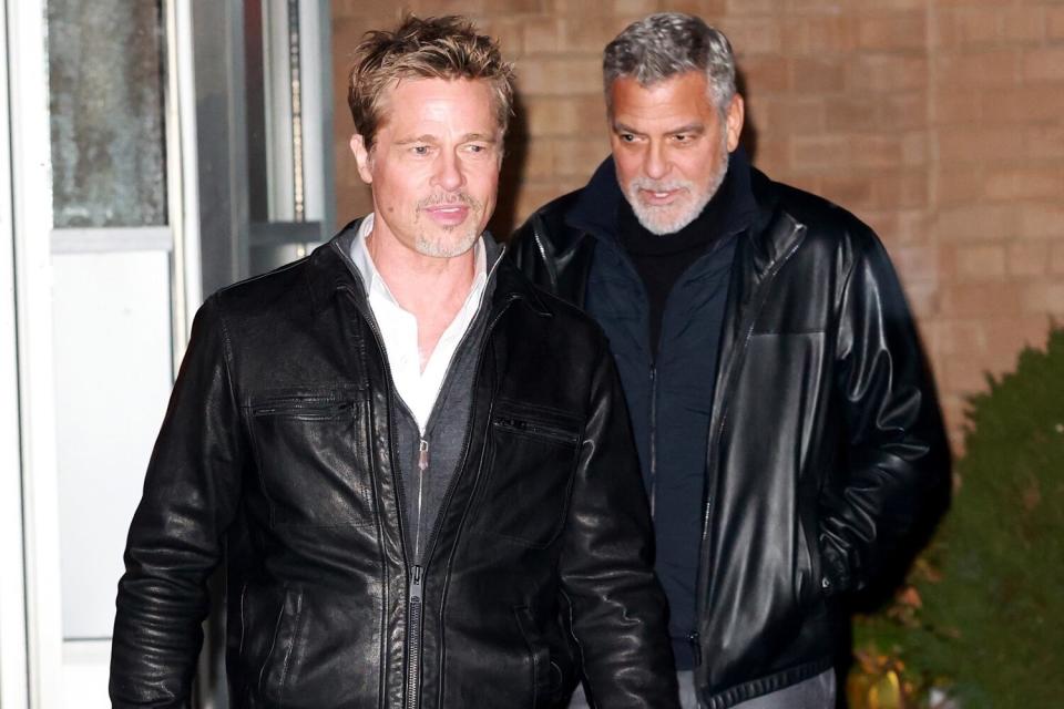 Brad Pitt and Clooney Spotted on Set of Apple Thriller Wolves in New York City