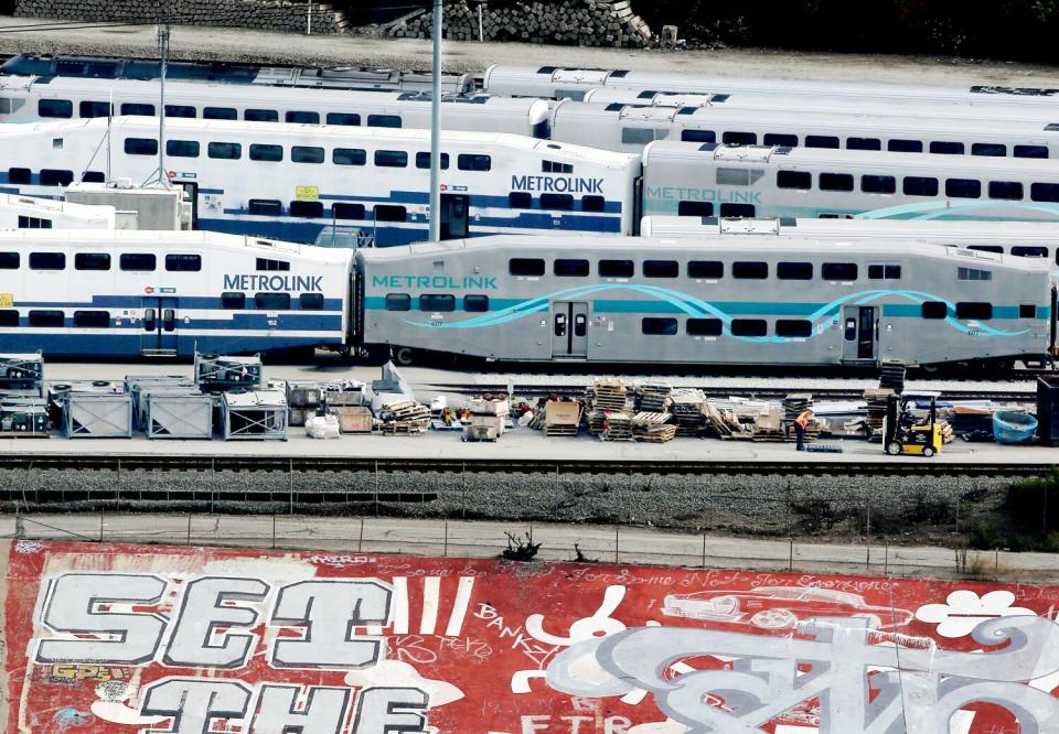 A rail yard along the Los Angeles River north of downtown Los Angeles.