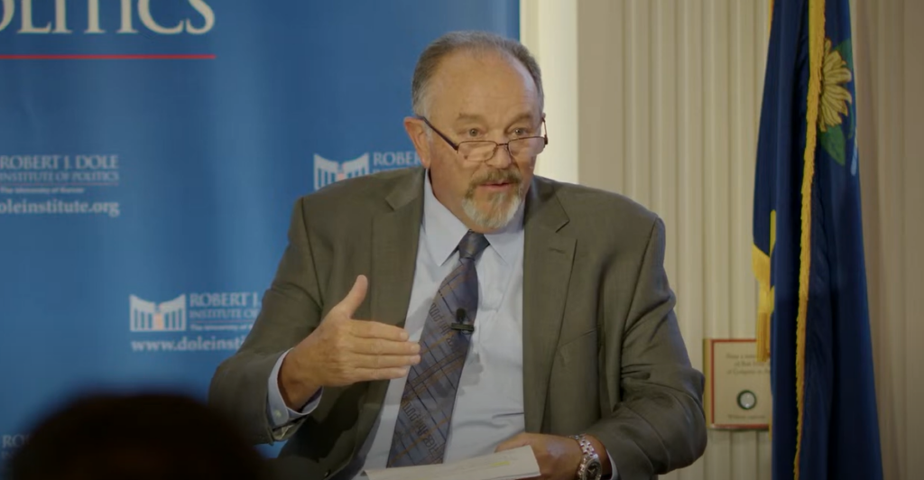 Retired U.S. Air Force Gen. Philip Breedlove, who served as Supreme Allied Commander of NATO, said at the Dole Institute in Lawrence that Congress should give Ukraine the military resources necessary to defeat Russia on the battlefield or risk future conflicts initiated by Russia. (Kansas Reflector screen capture of Dole Institute's YouTube channel)