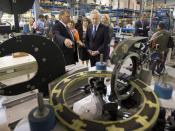 <p>No. 9: Lachute, Que.<br>Proportion of work with the potential to be automated: 49 per cent<br>Population: 10,435<br>Quebec Liberal Party leader Jean Charest tours an electronics plant with company President Bernard Cyr, left, as he campaigns Thursday, August 23, 2012 in Lachute, Que. (THE CANADIAN PRESS/Ryan Remiorz) </p>