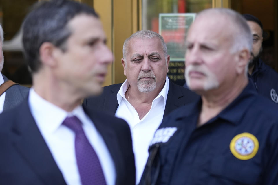 Fred Daibes leaves the federal courthouse in New York, Wednesday, Sept. 27, 2023. Daibes is named as one of three businessmen named as co-defendants with Sen. Bob Menendez, who is due to answer to charges that he used his powerful post to secretly advance Egyptian interests and do favors for New Jersey businessmen in exchange for bribes of cash and gold bars. (AP Photo/Seth Wenig)