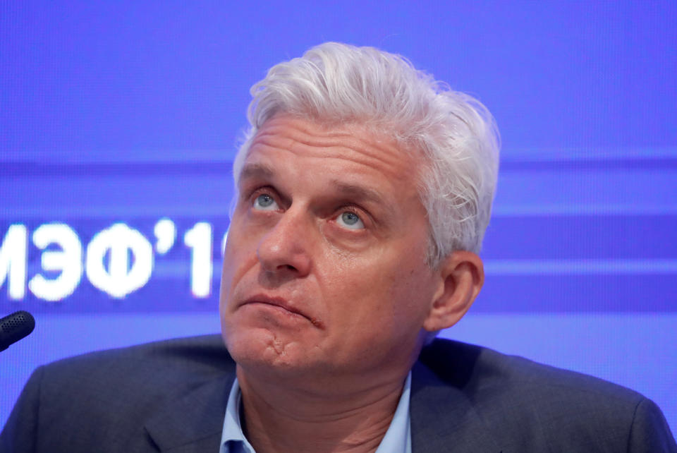 Oleg Tinkov, Chairman of the Board of Directors of Tinkoff Bank, attends a session of the St. Petersburg International Economic Forum (SPIEF), Russia June 7, 2019. REUTERS/Maxim Shemetov