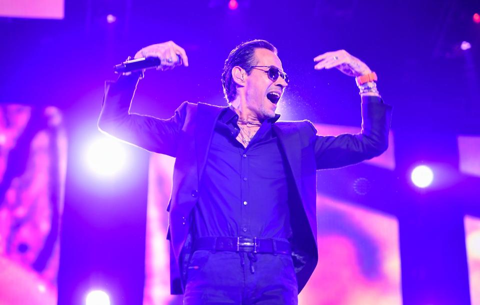 February 25, 2024: Marc Anthony performs during a stop of the Historia Tour 2024 at Michelob ULTRA Arena in Las Vegas.