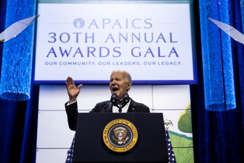 US President Joe Biden delivers remarks at the Asian Pacific American Institute for Congressional Studies 30th Annual Gala (EPA)