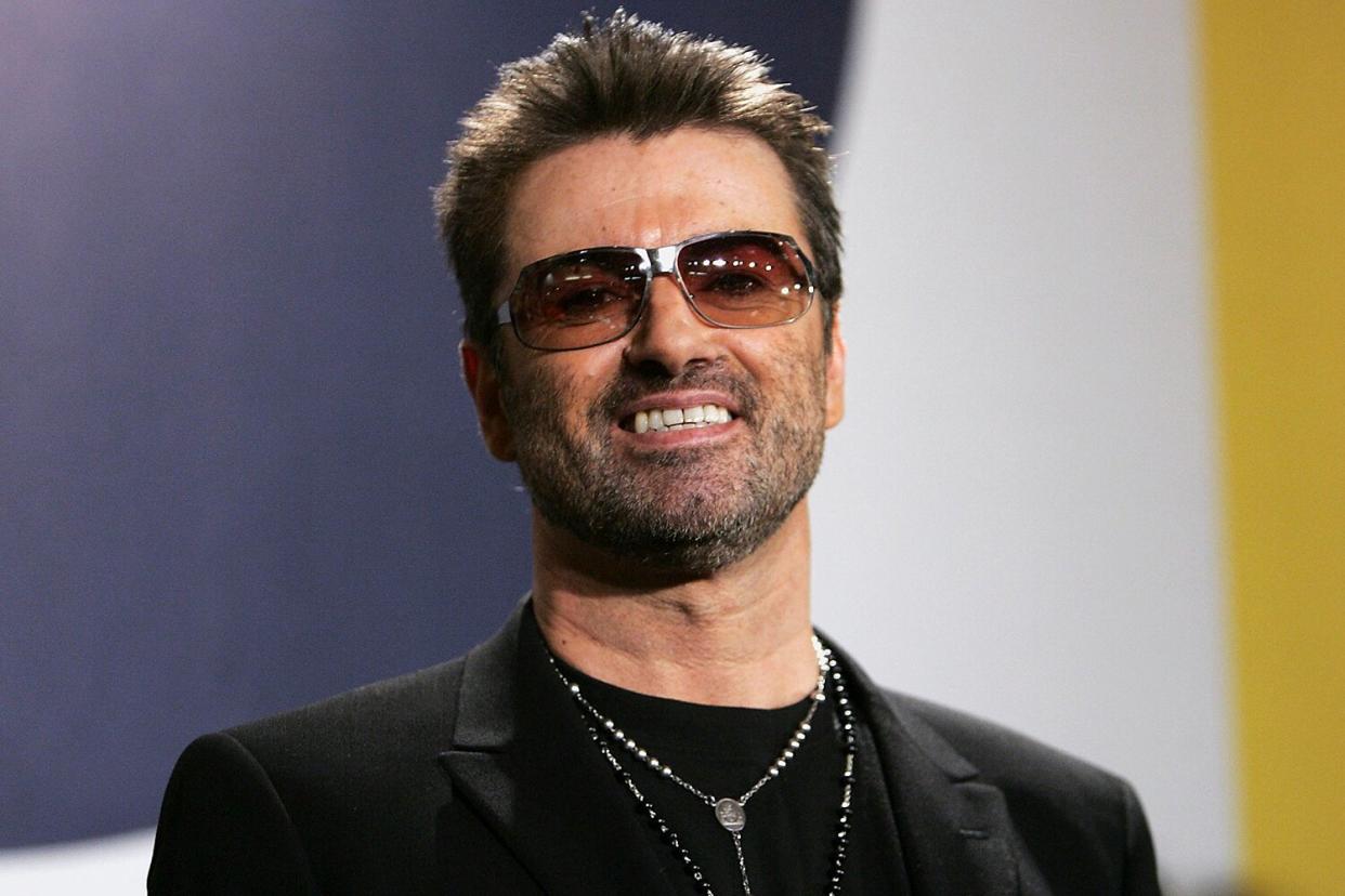 Singer George Michael poses at the "George Michael: A Different Story" Photocall during the 55th annual Berlinale International Film Festival on February 16, 2005 in Berlin, Germany.