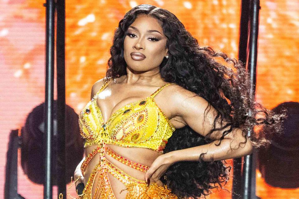 <p>Erika Goldring/Getty</p> Megan Thee Stallion performs at Bonnaroo on June 16, 2024