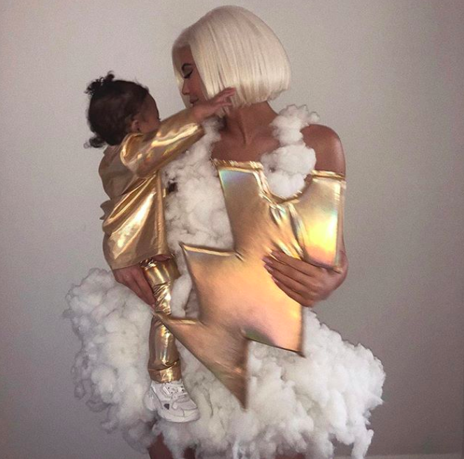 <p>On Stormi’s first Halloween, she has worn at least three costumes including this. “Stormi Weather,” wrote Kylie. (Photo: Kylie Jenner via Instagram) </p>