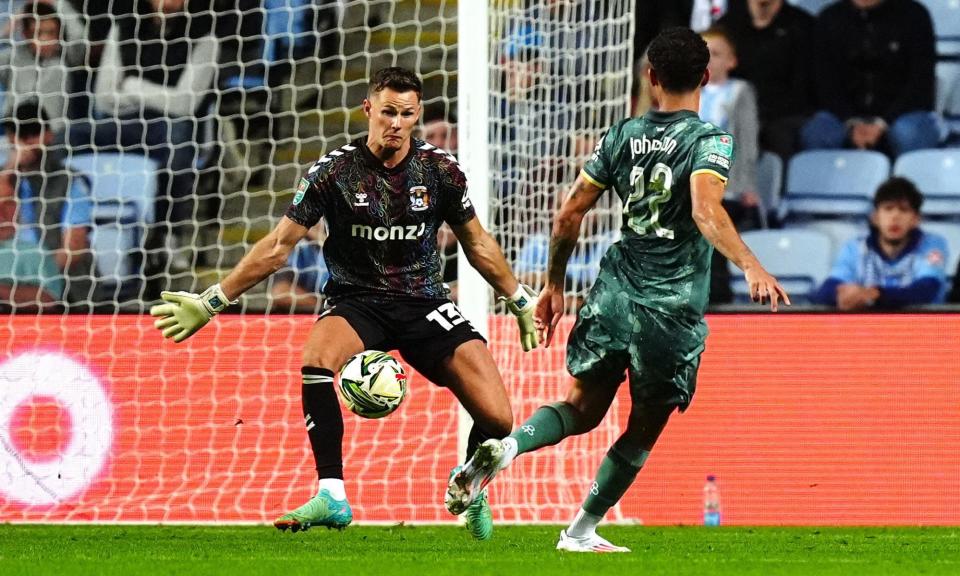 <span>Brennan Johnson (right) scores Tottenham’s second goal, moments after Djed Spence’s equaliser.</span><span>Photograph: Mike Egerton/PA</span>