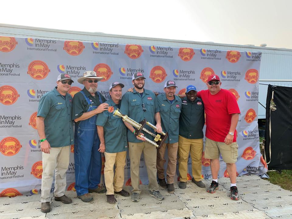 Big Bob Gibson Bar-B-Q placed first in the Kingsford Tour of Champions on Saturday, May 20, 2023, at the Memphis in May World Championship Barbecue Cooking Contest.