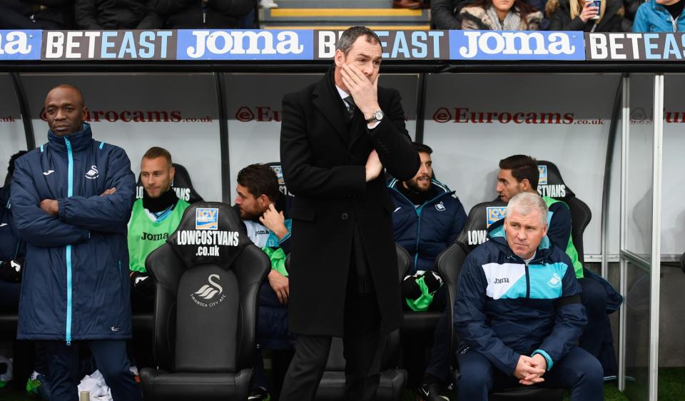 <p>Swansea boss Paul Clement contemplates his next move</p>