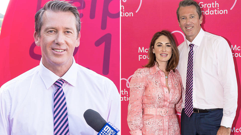 Glenn McGrath, pictured here with partner Sarah Leonardi at the SCG.