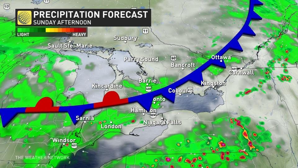 Ontario precip Sun afternoon