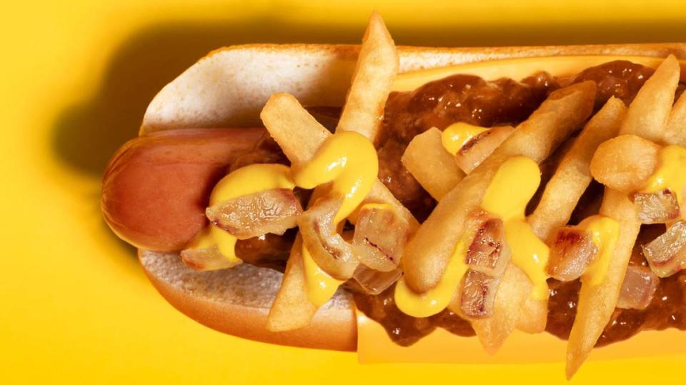 “This dog’s got all the things,” Wienerschnitzel wrote on X, formerly Twitter. “The Junkyard Dog is topped with our world-famous chili, American cheese, grilled onions, golden fries and zesty mustard for a tasty adventure you don’t want to skip!”