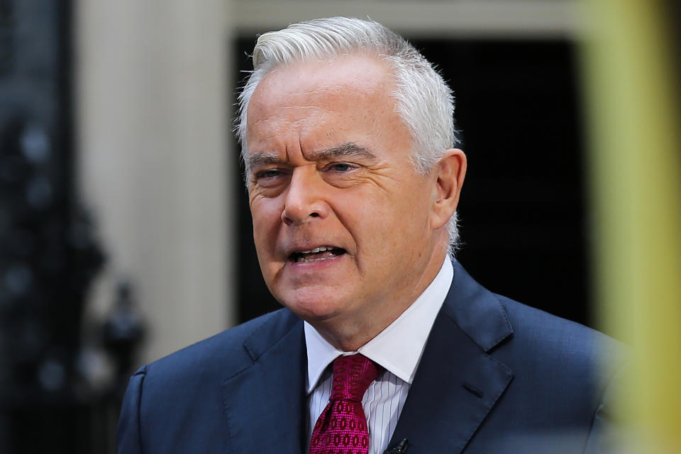 BBC journalist Huw Edwards speaks in front of a camera in Downing Street in central London on September 5, 2022.