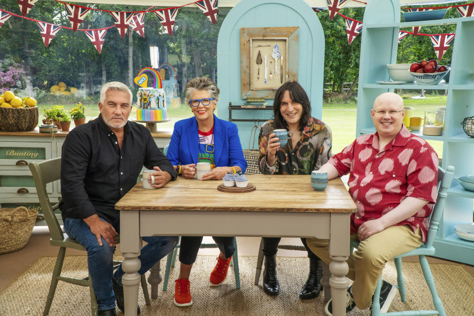 Paul, Matt, Prue and Noel...NOTE: All Bake Off imagery was taken following production guidelines.