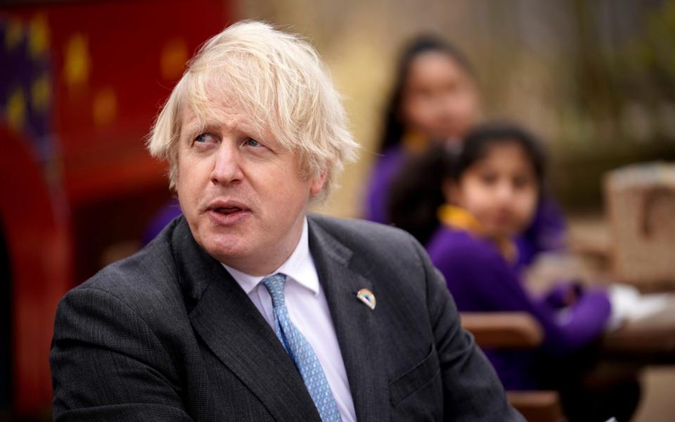 Boris Johnson during a school visit in Stoke-on-Trent - Getty