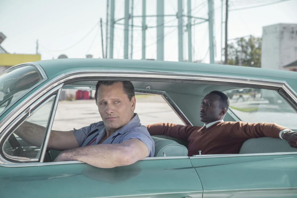 Viggo Mortensen as Tony Vallelonga and Mahershala Ali as Dr. Donald Shirley in 