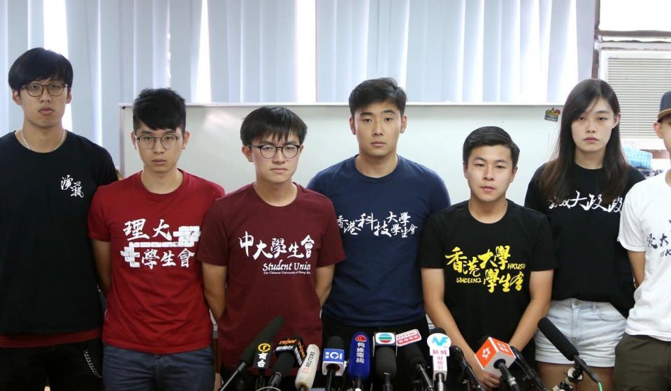 Student union leaders from Hong Kong&#x002019;s universities at a press conference in 2019, at the height of the social unrest. Photo: Winson Wong