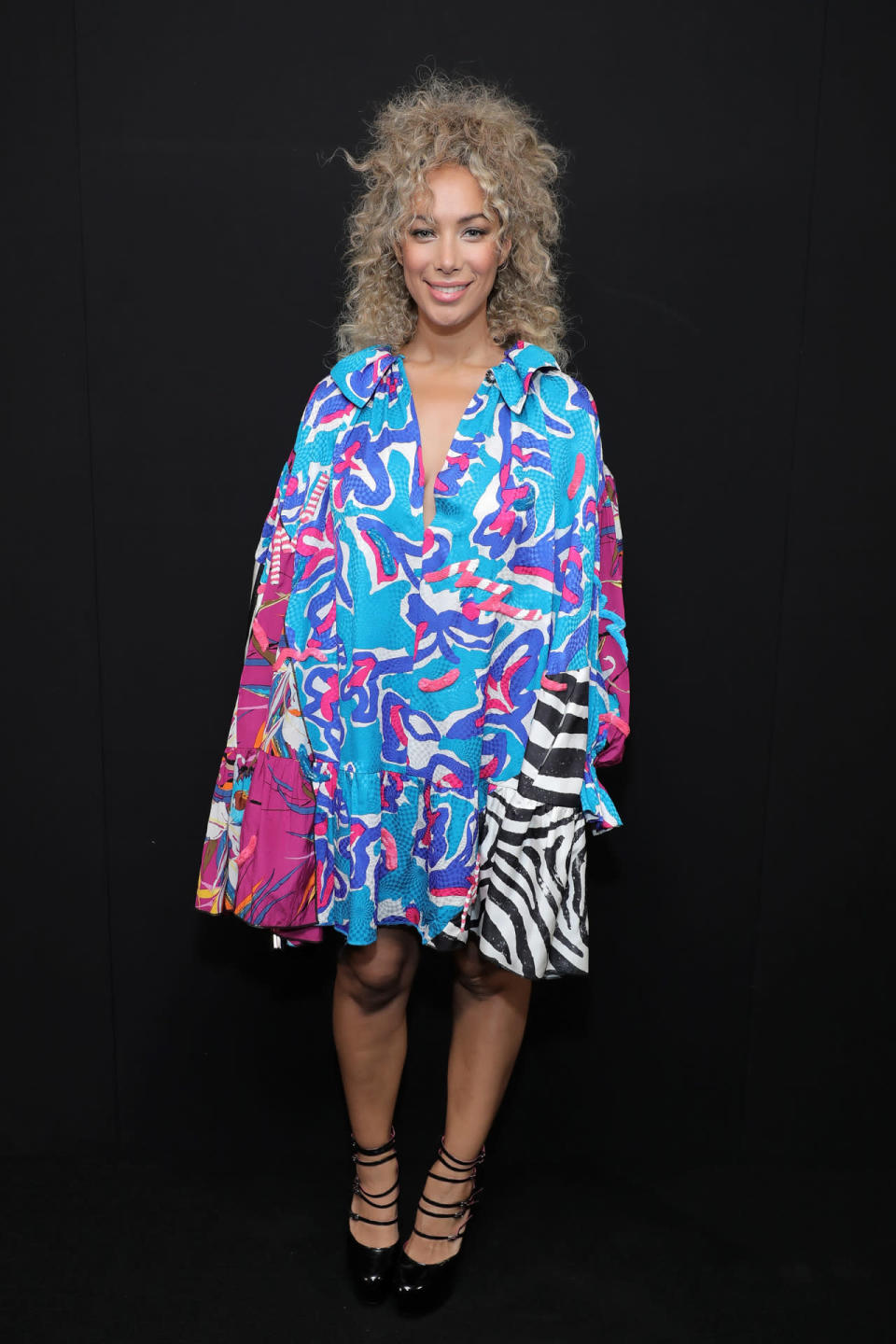 <p>Leona Lewis made another Fashion Week appearance at the Marc Jacobs show wearing an unmissable bright look. <i>[Photo: Getty] </i></p>