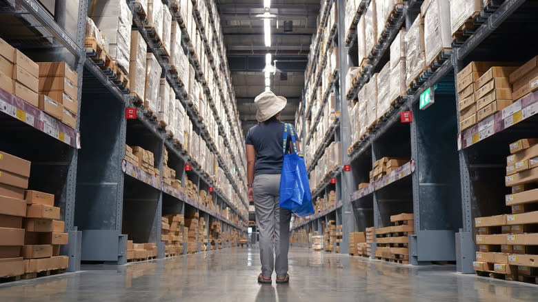 An IKEA shopper in an aisle