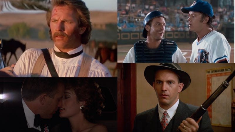 Clockwise from top left: Dances With Wolves, Bull Durham, The Untouchables, No Way Out