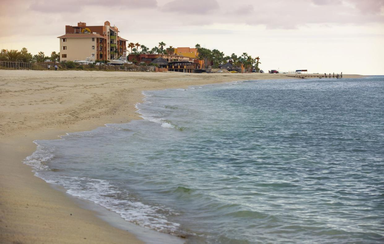 Waves wash up on shore at the beautiful town of Los Barriles, Baja California Sur, Mexico.