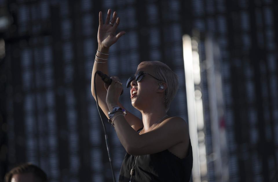 Alisa Xayalith of The Naked and Famous performs at the Coachella Valley Music and Arts Festival in Indio