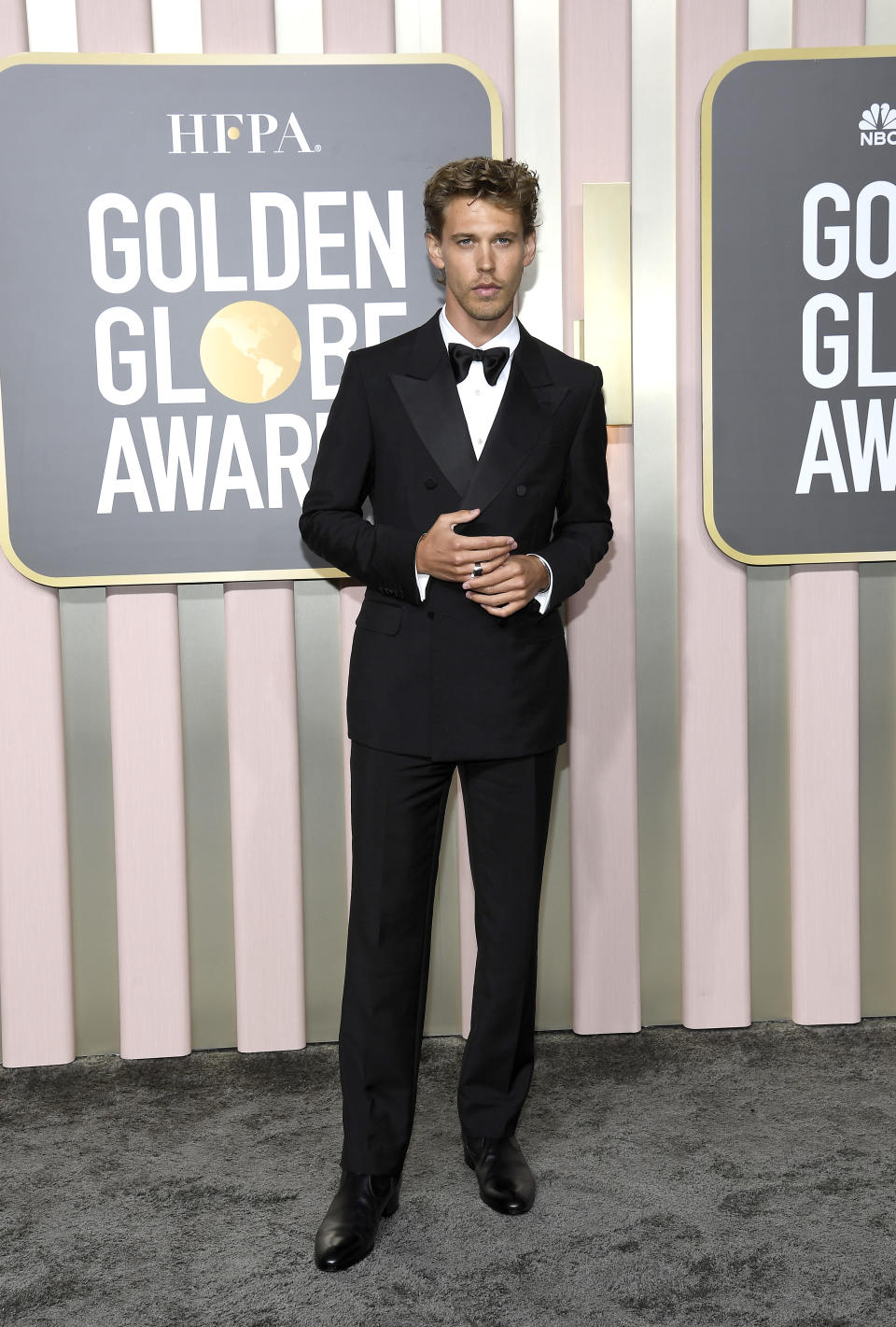 BEVERLY HILLS, CALIFORNIA - JANUARY 10: 80th Annual GOLDEN GLOBE AWARDS -- Pictured: Austin Butler arrives to the 80th Annual Golden Globe Awards held at the Beverly Hilton Hotel on January 10, 2023 in Beverly Hills, California. --  (Photo by Kevork Djansezian/NBC via Getty Images)