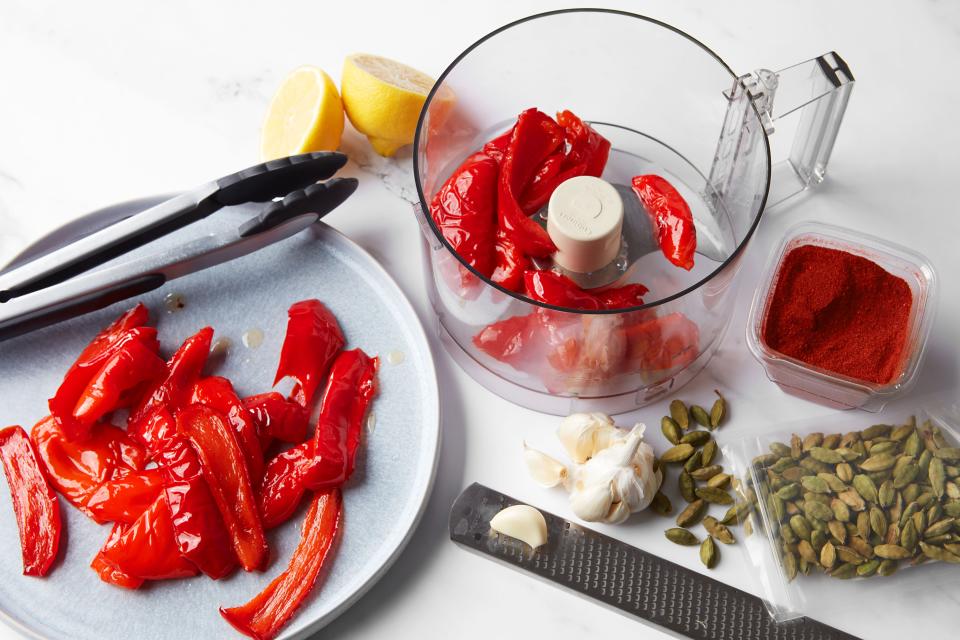 <h1 class="title">Red Pepper Zhug - PROCESS</h1><cite class="credit">Photo by Joseph De Leo, Food Styling by Liza Jernow</cite>