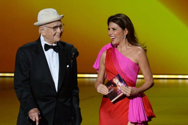 Norman Lear (L) and Marisa Tomei attend the Primetime Emmy Awards in 2019. File Photo by Jim Ruymen/UPI