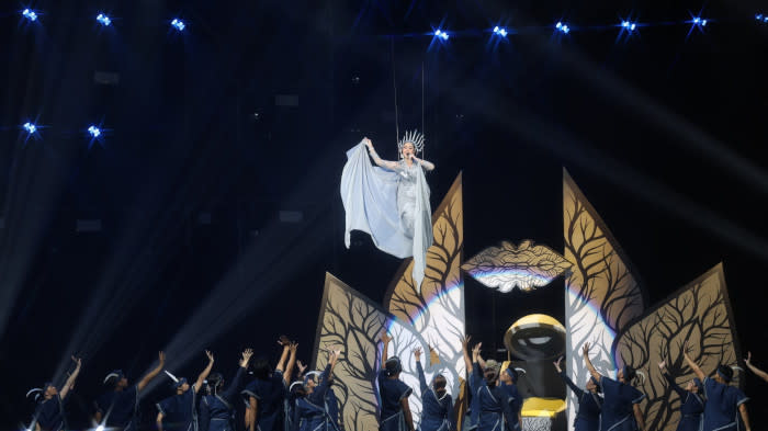 The singer was pulled 30 feet up in the air during her performance