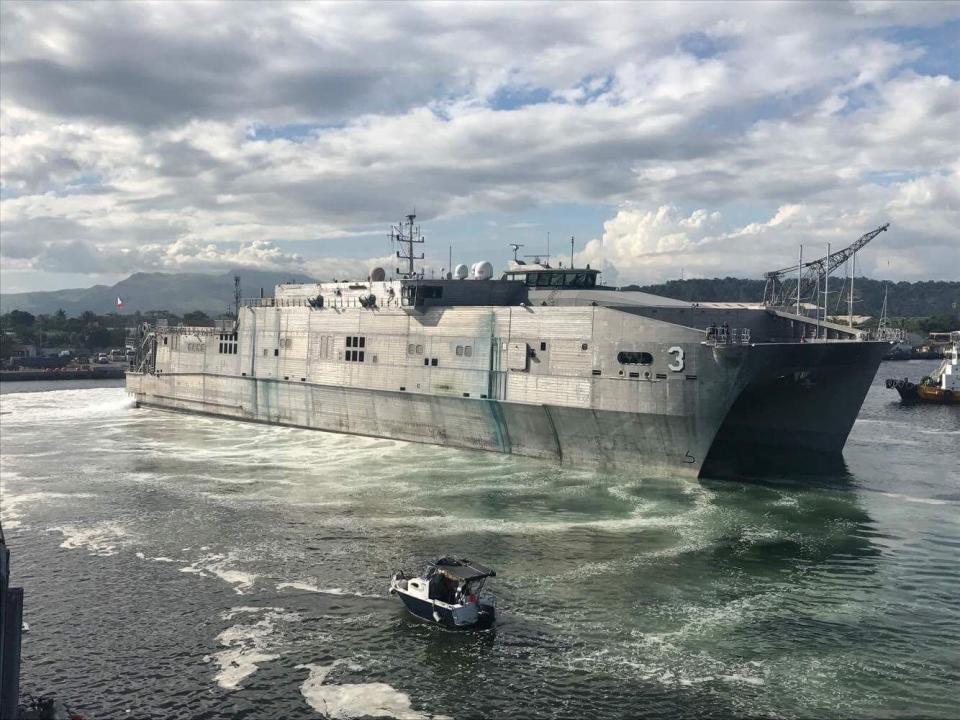 the joint high speed vessel usns millinocket t epf 3 arrives in subic bay, philippines, nov 21 millinocket is assigned to destroyer squadron 7 in us 7th fleet area of responsibility, providing logistical solutions to the region's littorals and working hull to hull with partner navies to provide 7th fleet with the flexible capabilities it needs now and in the future us navy photo by capt todd kutkiewiczreleased